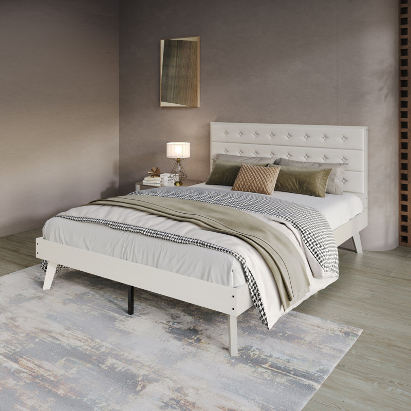 Tashanique Upholstered Platform Bed, King, White