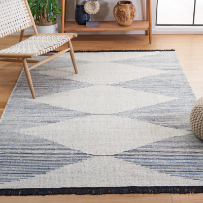 Tapis rayé en laine / jute à tissage plat Faynett