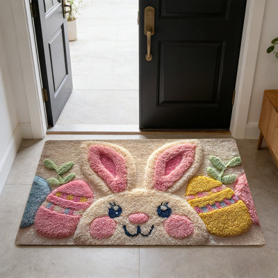 Outdoor Entrance Faux Coir Doormat Easter Easter Rug Welcome Mat Absorbent Doormat Front Door Rug  Non Slide For Spring Decor Home Entryway