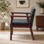 Chaise en cuir massif avec cadre en bois massif, fauteuil d'appoint simple Leisure Leisure, noir