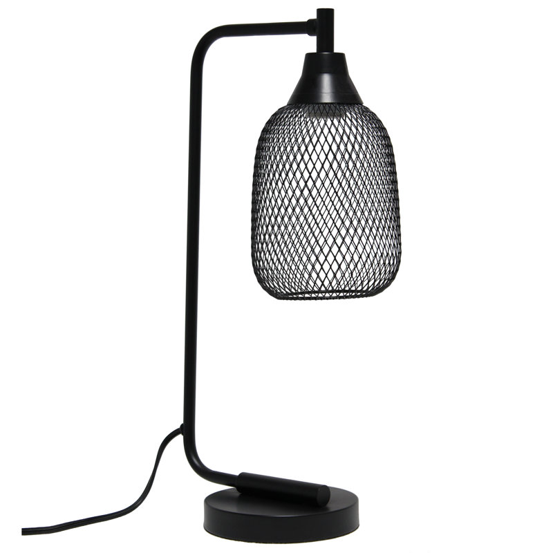 Elegant Designs 19" Industrial Mesh Wire Desk Lamp With LED Bulb,, Black