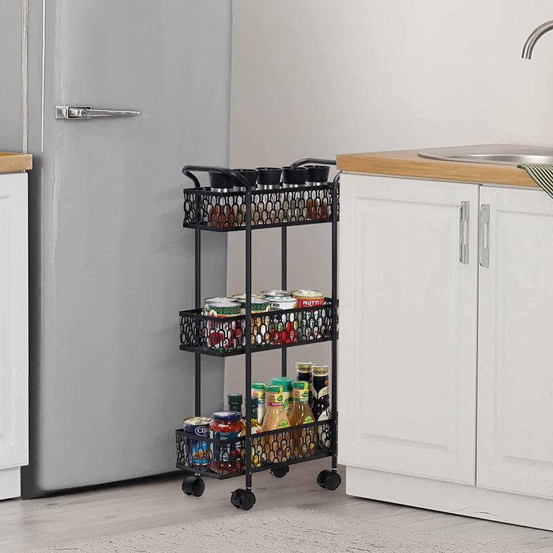16.5'' W Utility Cart with Wheels, Black