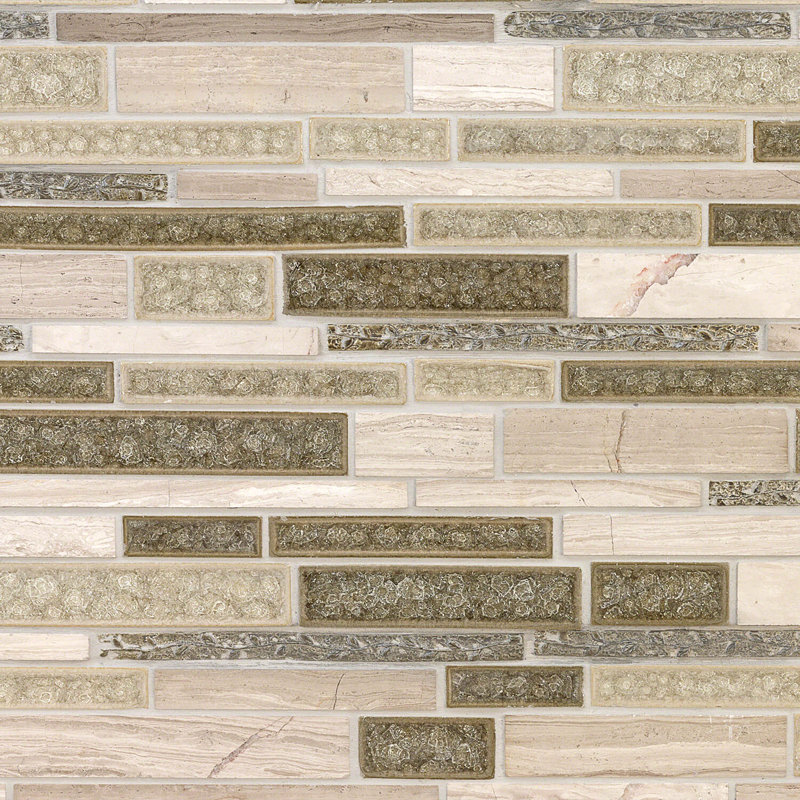 Carreau de mosaïque linéaire en pierre d'ingénierie olive, Beige
