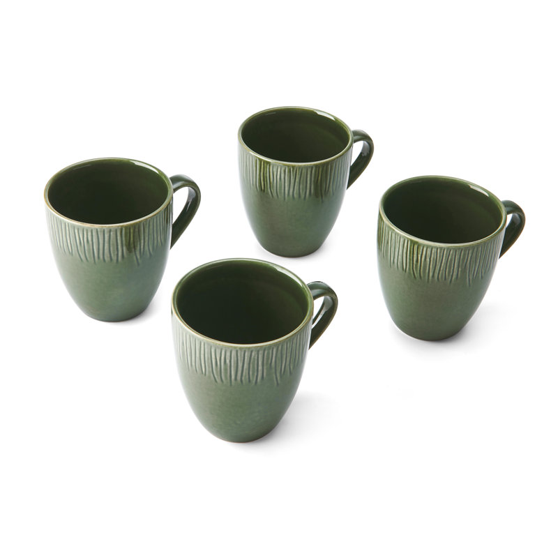 Mikasa Jardin Midnight Stoneware Mugs, 420ml, Green