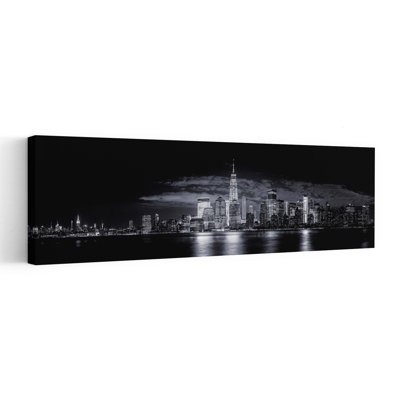 New York City Night Skyline by Jackson Carvalho - Wrapped Canvas Panoramic Print