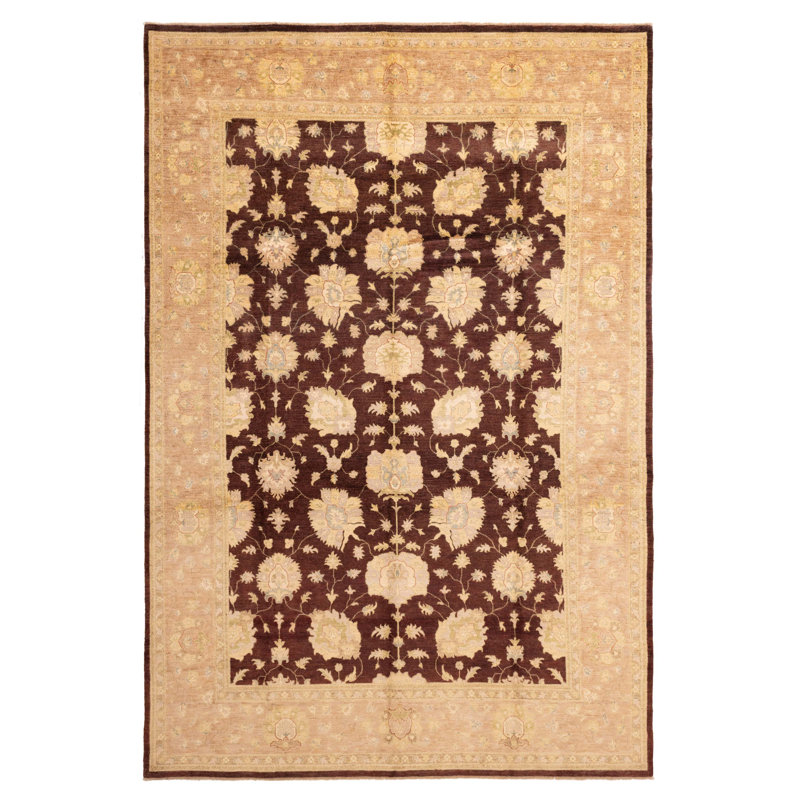 Tapis brun foncé Peshawar Oushak 9 pi 9 po x 14 pi 6 po