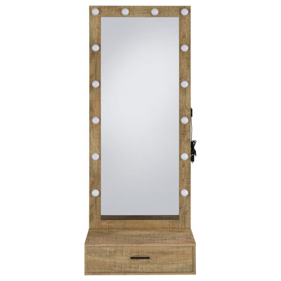 Miroir de plancher lumineux pleine grandeur 1 tiroir Spector Mango