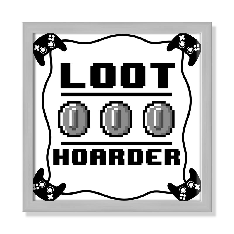 Impression sur papier Loot Hoarder Kids, H 13 po x l 13 po x P 1,19 po, Encadré de boîte argent