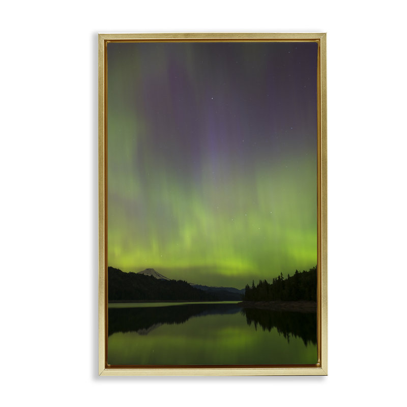 Cadre flottant vert Aurora Landscape, design par Nancy Crowell, H 31 po x l 21 po, Cadre flottant métallique doré