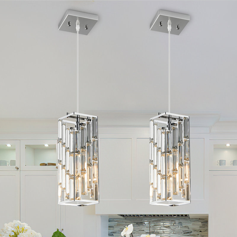 Catine - Pendant Lights Kitchen Island, Adjustable Pendant Light Fixture for Kitchen Island Dinning Room Bedroom, Chrome, 2