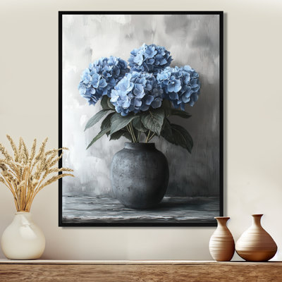 Hortensia dans un vase monochrome I - décoration murale hortensia