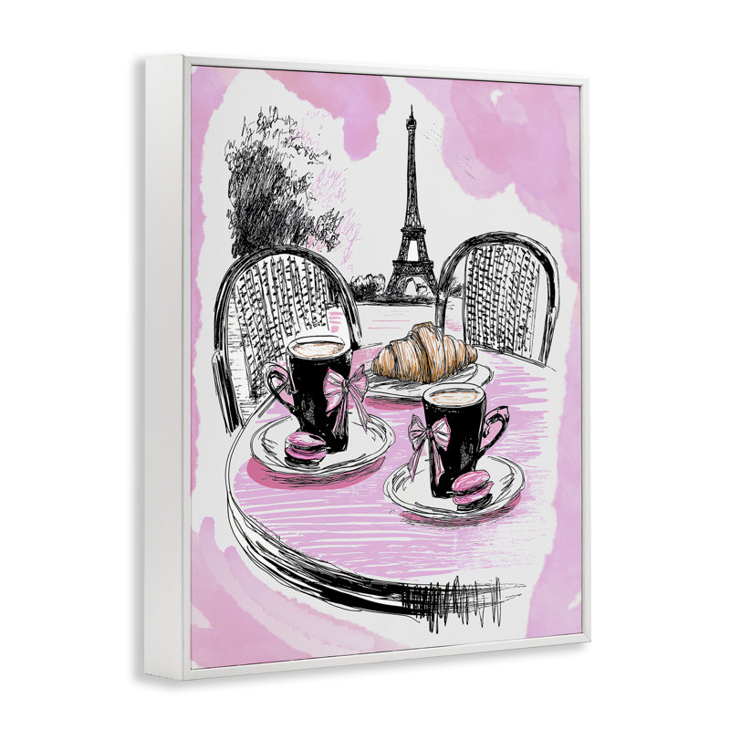 Giclée encadrée rose, Paris, par Jess Stempel, H 20 po x l 16 po, Encadrement giclée blanc côtier