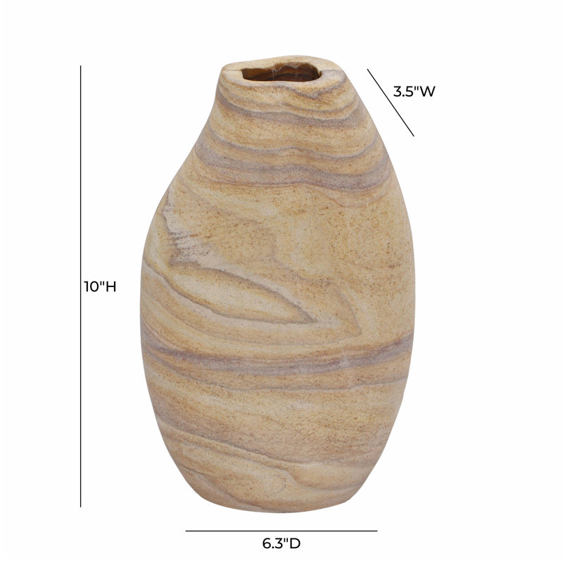 Saava Sandstone Ceramic Curved Vase for Floral Arrangements
