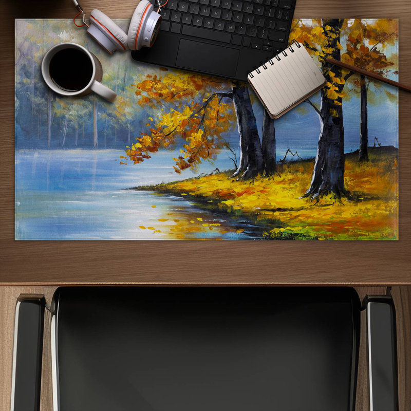 Two trees by the lake - 14.00"x24.25" Desk mat