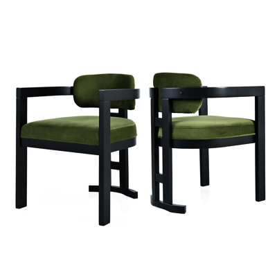 Chaises de salle à manger d'intérieur rembourrées (de 2), / noir. Structure robuste en bois d'hévéa. Revêtement doux. L 22,59 po x P 30,72 po. Assemblage requis paire de chaises en bois et noir. Bois d'hévéa. Luxueux