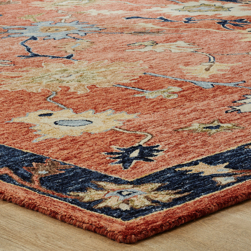 Sundara Botanique Sienna Bloom Wool Hand-Tufted Area Rug, Rectangle 7'6" x 9'6"