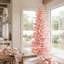 Deluxe Pre-Lit Pink Flocked Slim Fir Artificial Christmas Tree – 260 Warm White & Multi-Colour Lights, 9 Functions with Foot Pedal-129208493