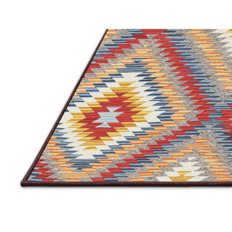 Tapis contemporain rouge / vert, Rectangle 8 pi x 12 pi