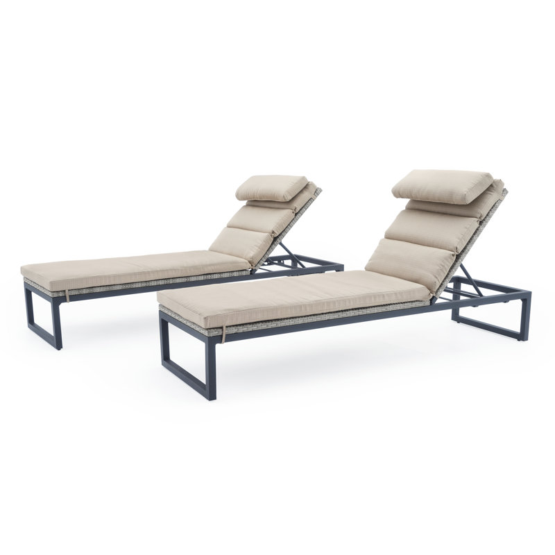 Milo Outdoor Chaise Lounge, Espresso, Charcoal Grey Sunbrella®