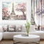 Paysage urbain «Eiffel avec fleurs roses», peinture-35109228-35109233