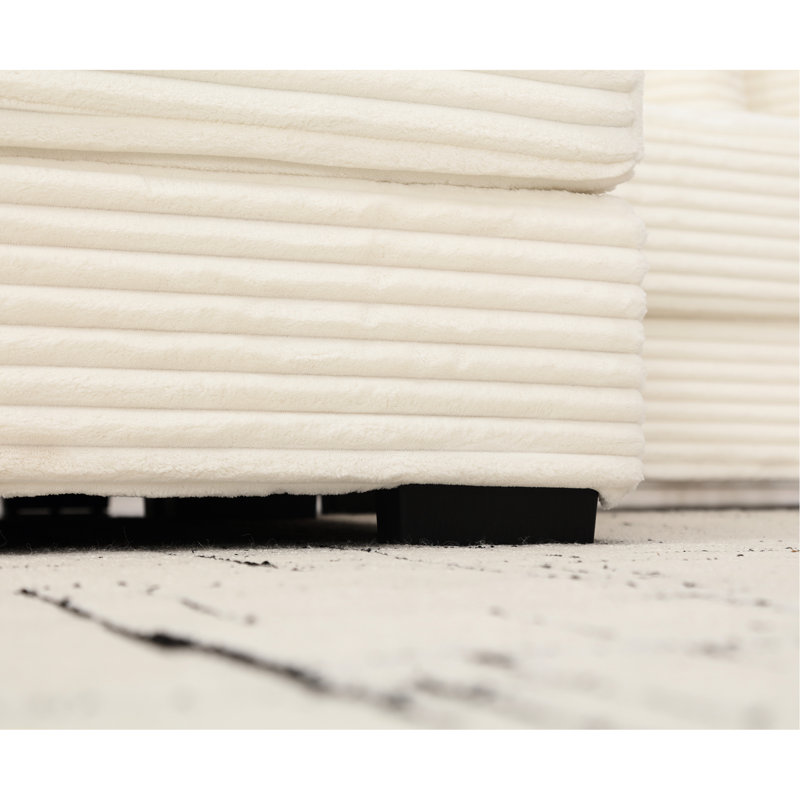 Canapé modulaire en L en forme de L, méridienne gauche, 8 coussins, beige, facile à assembler pour un confort confortable surdimensionné, méridienne en velours côtelé, assemblage simple