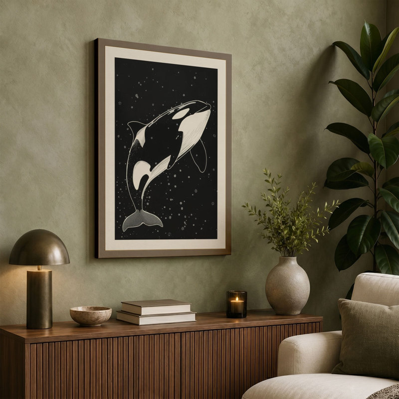 Breaching Whale Coastal - Wrapped Canvas, 18x12 - 45.7 x 30.5 cm, White Border