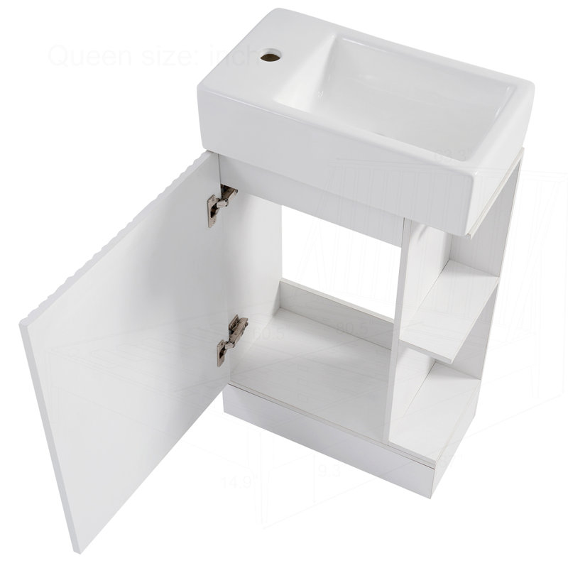 18.6" Bathroom Vanity with Sink, White