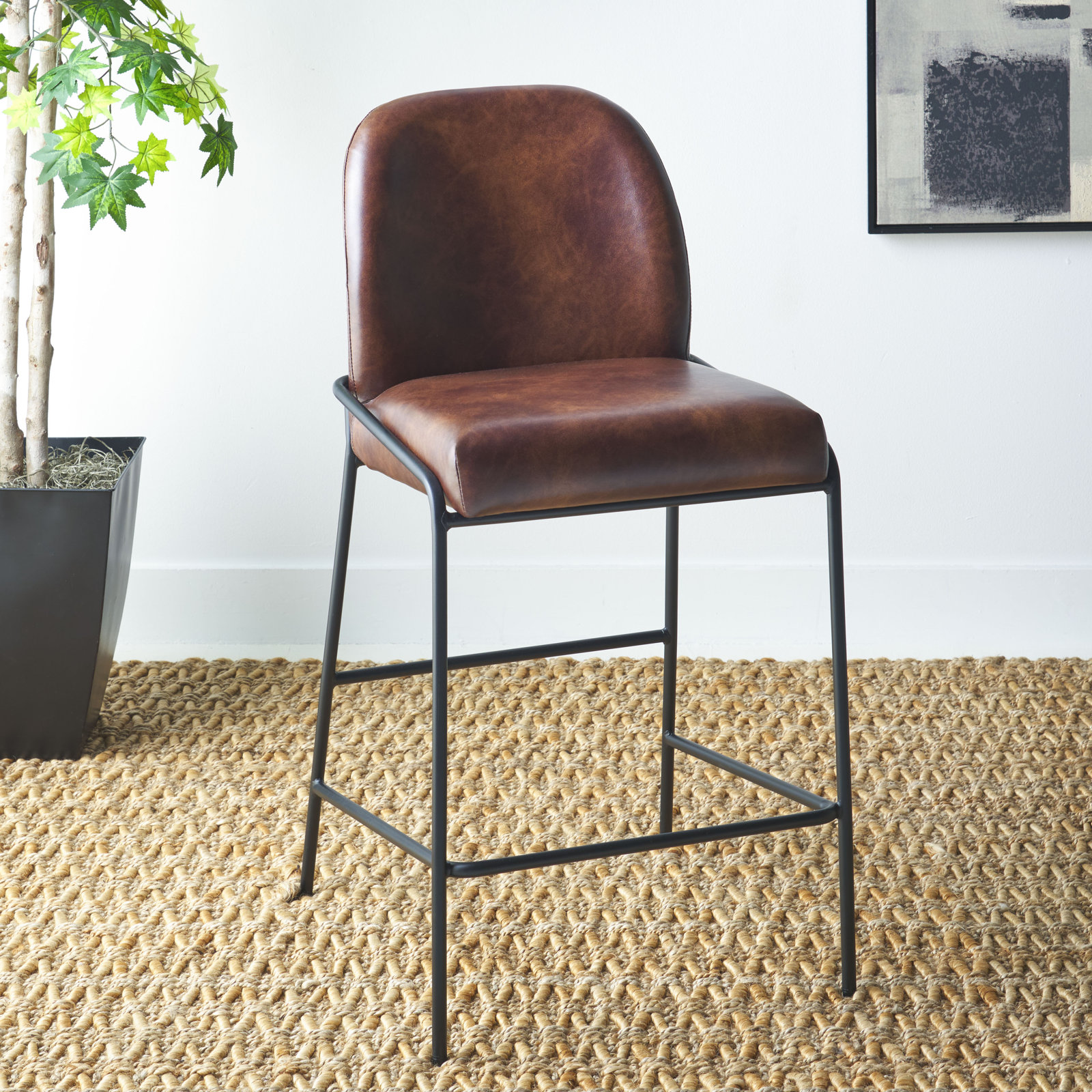 Barrington Bar Stool, Counter Stool (26.5" Seat Height), Brown