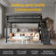 Lit mezzanine avec glissade, tablettes de rangement et garde-robe intégrée, ports USB, lumières DEL et panneau perforé-1272901660-1272901661
