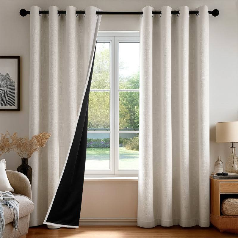 Linen-Look Total Blackout Curtains (Set of 2), 52" W x 63" L, Flaxen