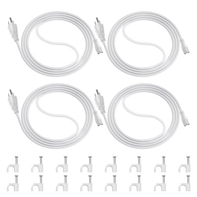 Cordon d'alimentation Barrina T8 Tx-s de 6 pi, fiche à 3 broches, extrémité femelle, câble d'alimentation avec prise pour luminaires de magasin / grossissement, 4 paquets