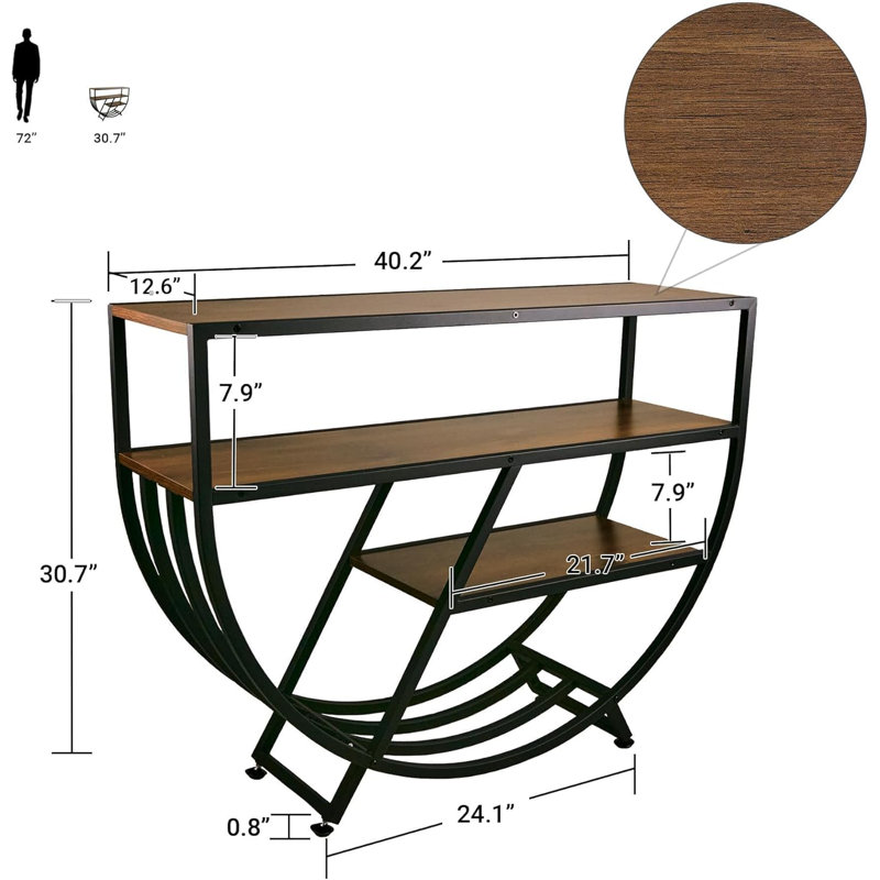 Clockwork Console Table - 3-Tier Entryway Table with Storage, Wood Sofa Table
