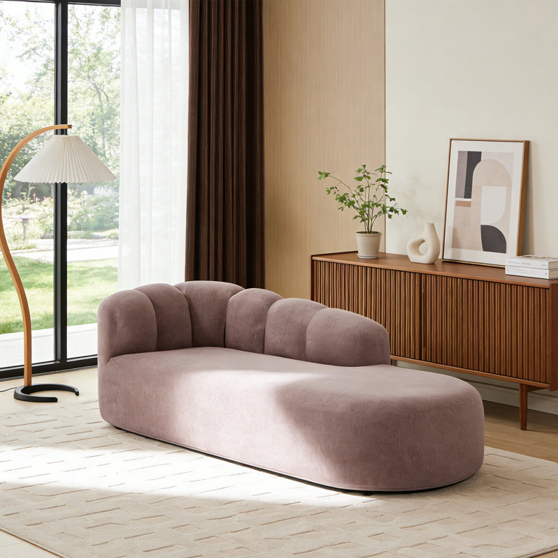 Méridienne à compression moderne avec dossier rembourré, Mauve frêne