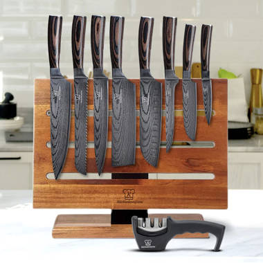 Echtwerk Damastmesser Set 5tlg. inkl. Magnet- Messerblock aus Holz, 22 x 13  x 36 cm & Bewertungen