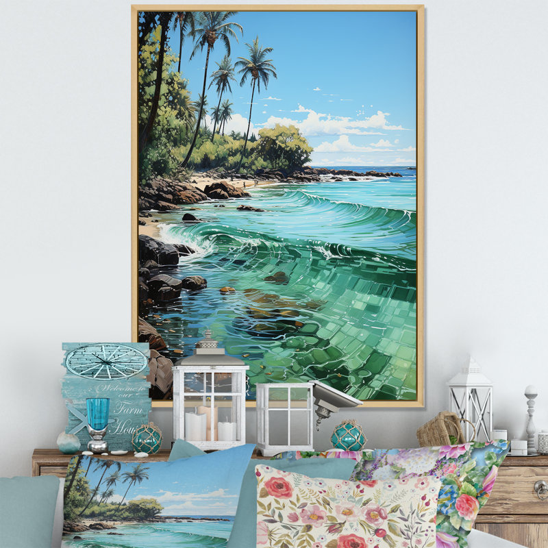 «Riehle Palm Trees Palms IV», reproduction d'art sur toile, H 32 po x l 24 po x P 1 po, Cadre naturel flottant