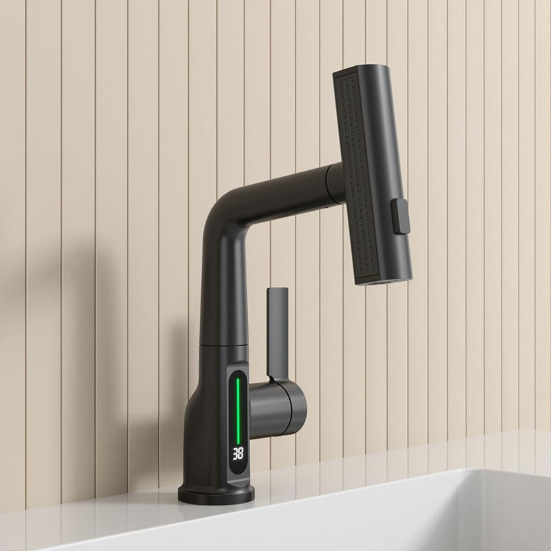 Robinet pour salle de bain à poignée simple avec drain
