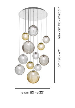 Puppet 12 - Light Pendant, Crystal Transparent;Smoky Transparent, Glossy Chrome
