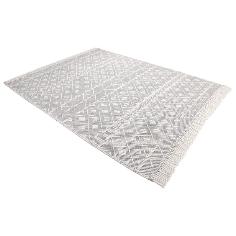 Geometric Area Rug in Gray/White, Rectangle 8' x 10'