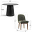 Ensemble de salle à manger moderne de 5 pièces pour 4 personnes avec table ronde noire à pied central de 42 pouces et 4 chaises de salle à manger rembourrées-1357450387