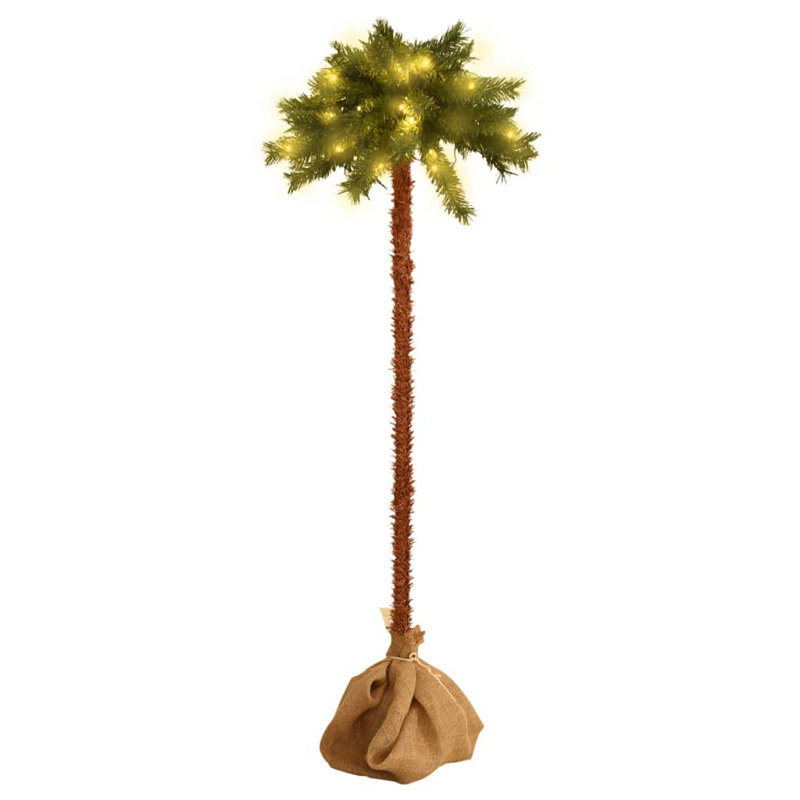 Slender Green Tropical Christmas Tree with Lights, 6.89ft H