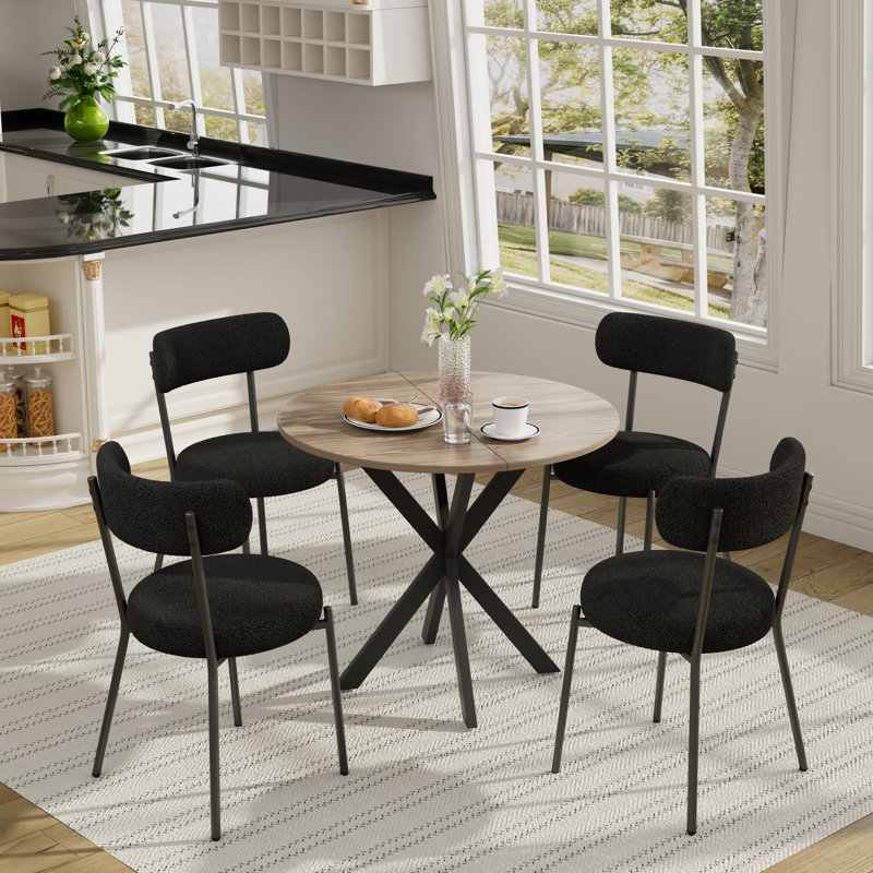 Villasenor 31.5" Modern Round Dining Table, Metal Leg Kitchen Table, Compact Dining Room Table for Small Space, Sturdy Breakfast Nook Table, Affordable Round Table for Apartment, Cafe, and Living Room