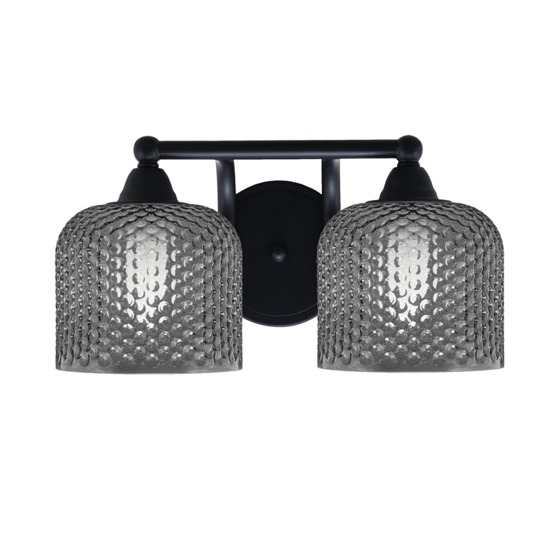Barre d'éclairage de salle de bain 2 lumières Allexus, Noir mat, Deux lumières, H 7,5 po x l 14,25 po x P 8 po