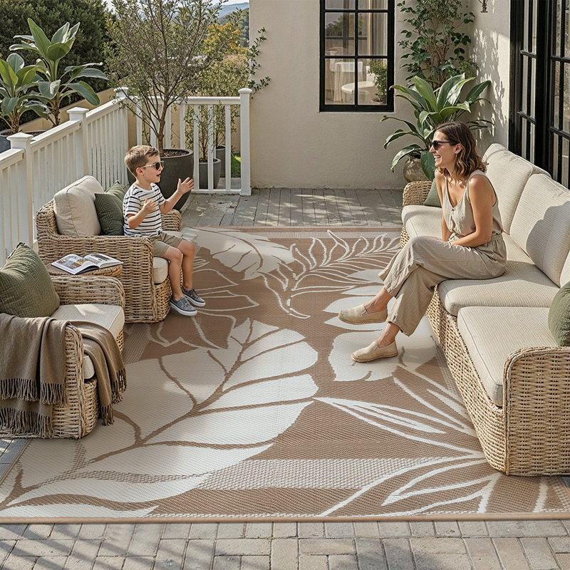 Tapis d'extérieur GELara, Brun, Rectangulaire 9 pi x 12 pi