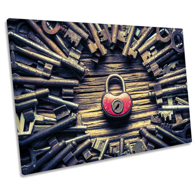 Padlock And Keys - Wrapped Canvas Print