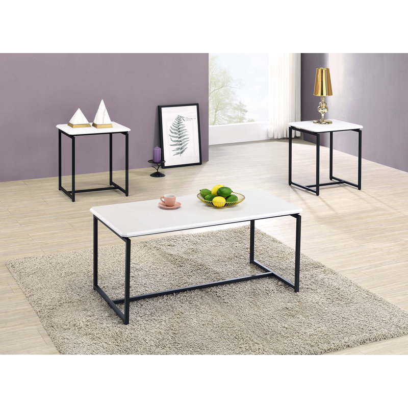 Ensemble de tables basses 3 pièces Raff, Blanc