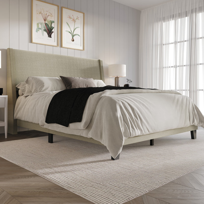 Mieko Upholstered Bed, Full, Dark Beige