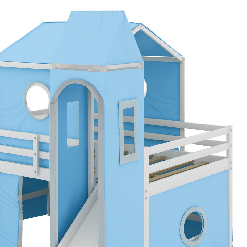 Lit mezzanine double avec tour, Blue
