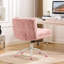 Chaise pivotante en fausse fourrure rose avec siège de 26,4 pouces, inclinaison réglable, coussin double, pour bureau et garde-robe