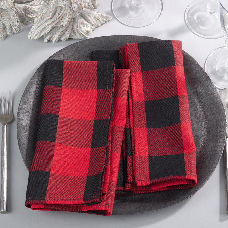 Franco Plaid Square Napkin, Red/Black