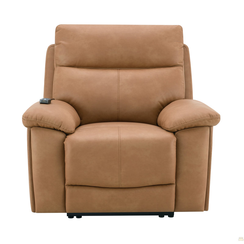 Fauteuil inclinable électrique en cuir brun Aire de Chavis avec port USB et appui-tête électrique